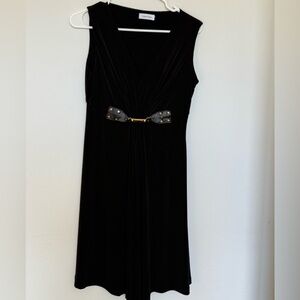 Calvin Klein Black Maxi Dress with Gold Accents